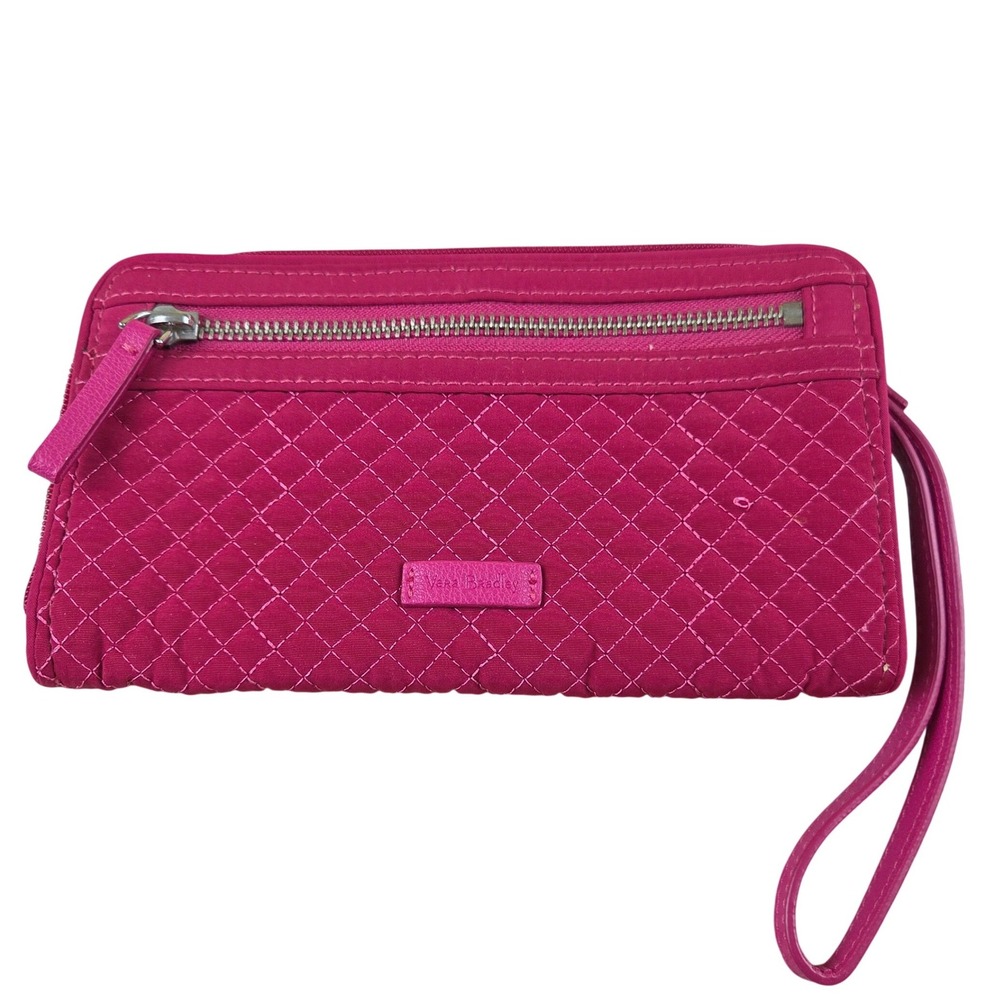 Vera Bradley Magenta Pink Quilted Microfiber Wristlet Wallet Clutch Organizer